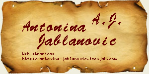 Antonina Jablanović vizit kartica